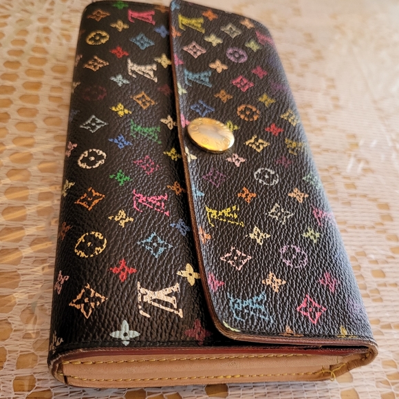 Auth 100% Louis Vuitton Monogram Multicolor Portefeuille Sarah Wallet - Picture 2 of 11
